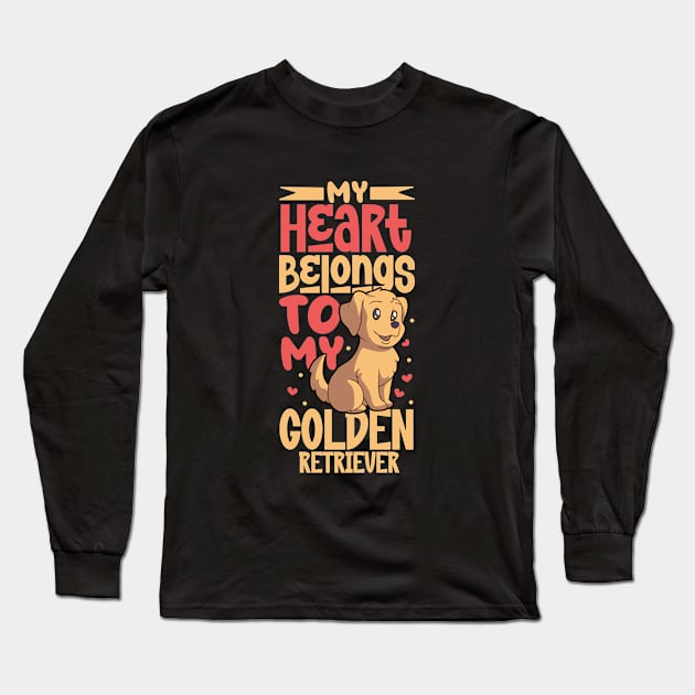 My heart belongs to my Golden Retriever Long Sleeve T-Shirt by Modern Medieval Design